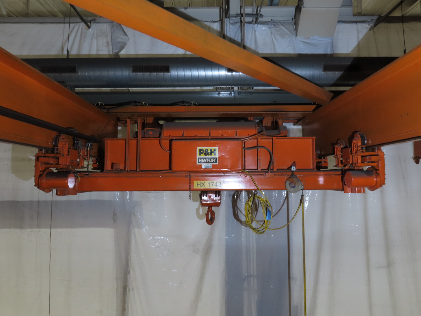 Cleveland Tramrail P&H 12 Ton Double Girder Underhung Bridge Crane 45' Span