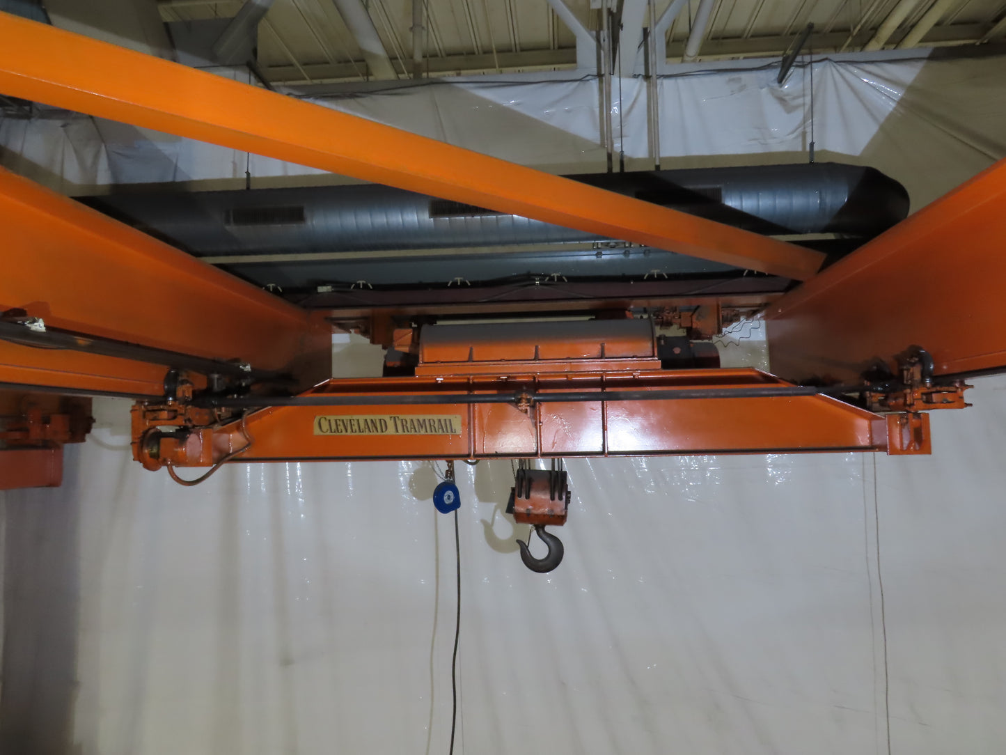 Cleveland Tramrail P&H 10 Ton Double Girder Underhung Bridge Crane 45' Span