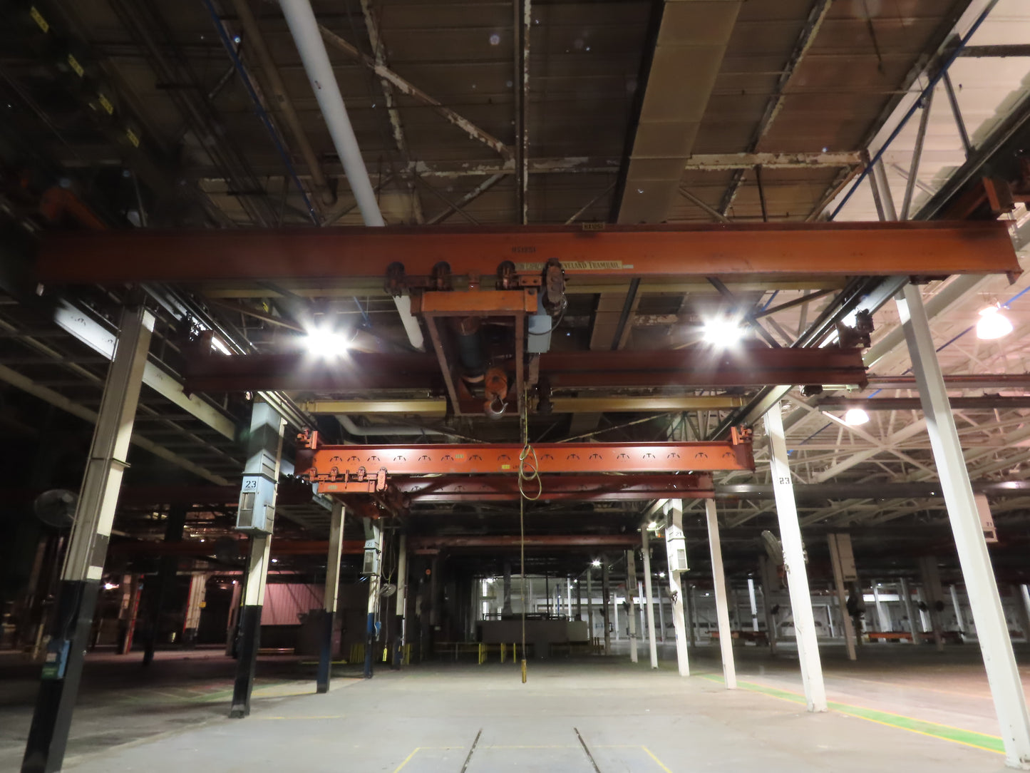 Cleveland Tramrail P&H 15 Ton Double Girder Underhung Bridge Crane 34' 10" Span
