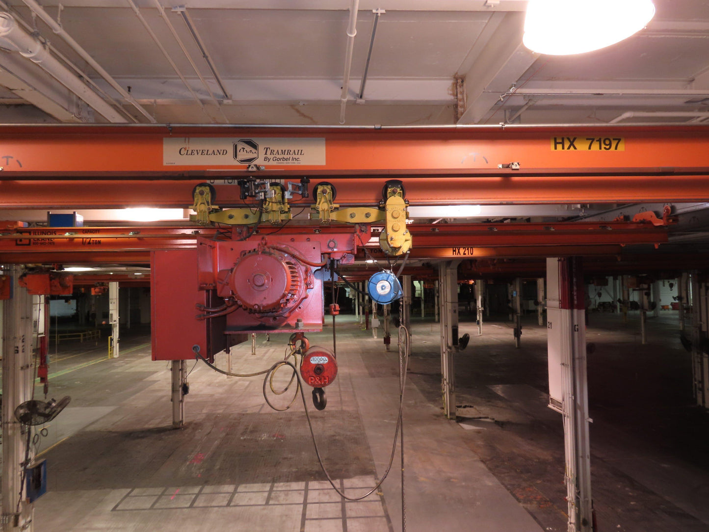 Cleveland Tramrail P&H 5 Ton Single Girder Underhung Bridge Crane 34' 10" Span