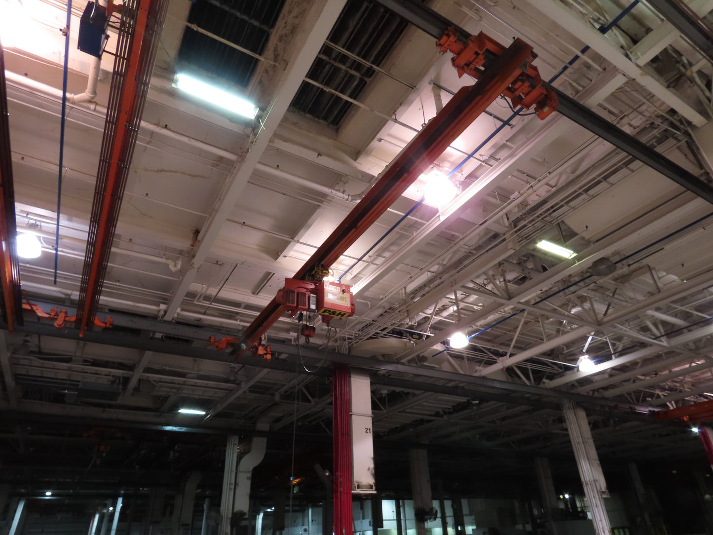 Cleveland Tramrail P&H 5 Ton Single Girder Underhung Bridge Crane 34' 10" Span