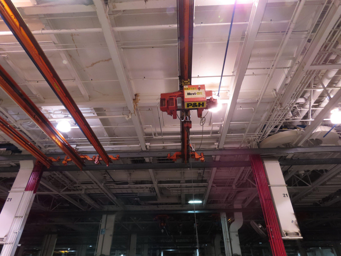 Cleveland Tramrail P&H 5 Ton Single Girder Underhung Bridge Crane 34' 10" Span