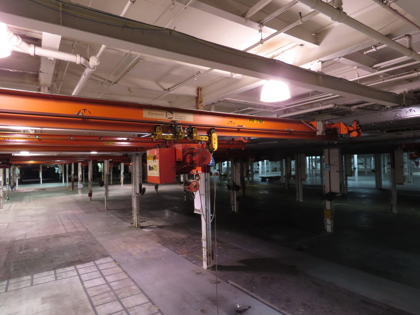 Cleveland Tramrail P&H 5 Ton Single Girder Underhung Bridge Crane 34' 10" Span