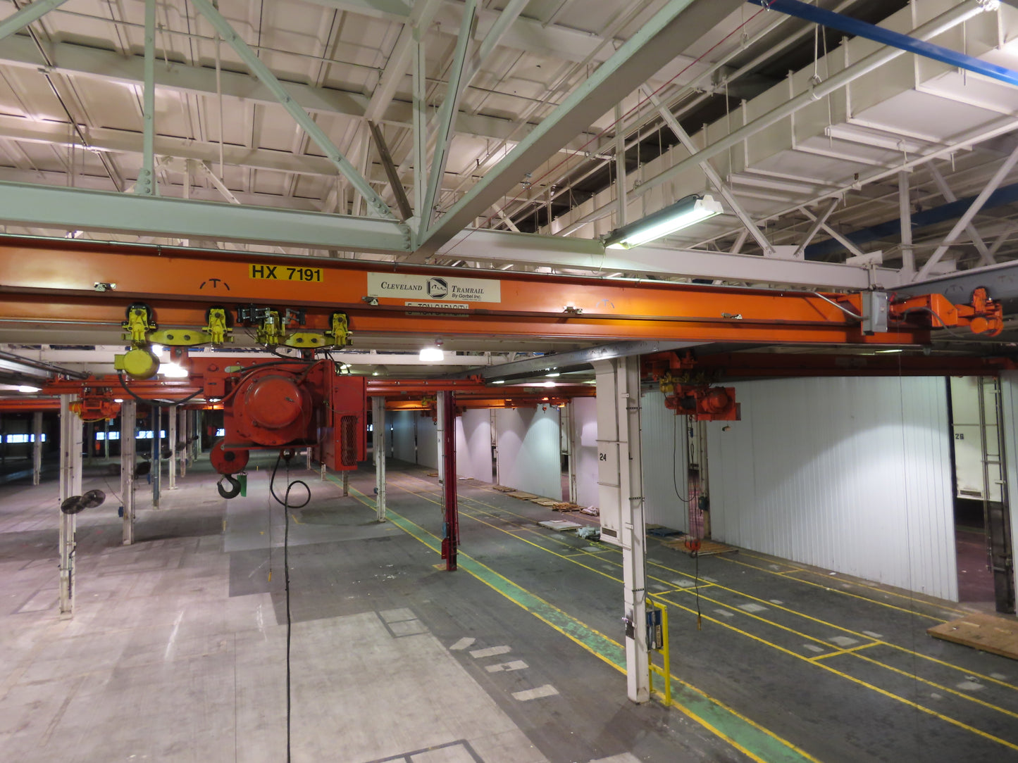 Cleveland Tramrail P&H 5 Ton Single Girder Underhung Bridge Crane 34' 10" Span