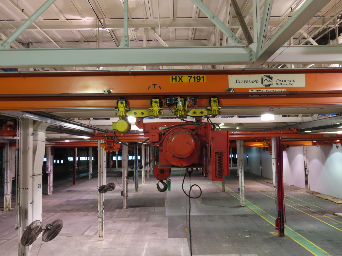 Cleveland Tramrail P&H 5 Ton Single Girder Underhung Bridge Crane 34' 10" Span
