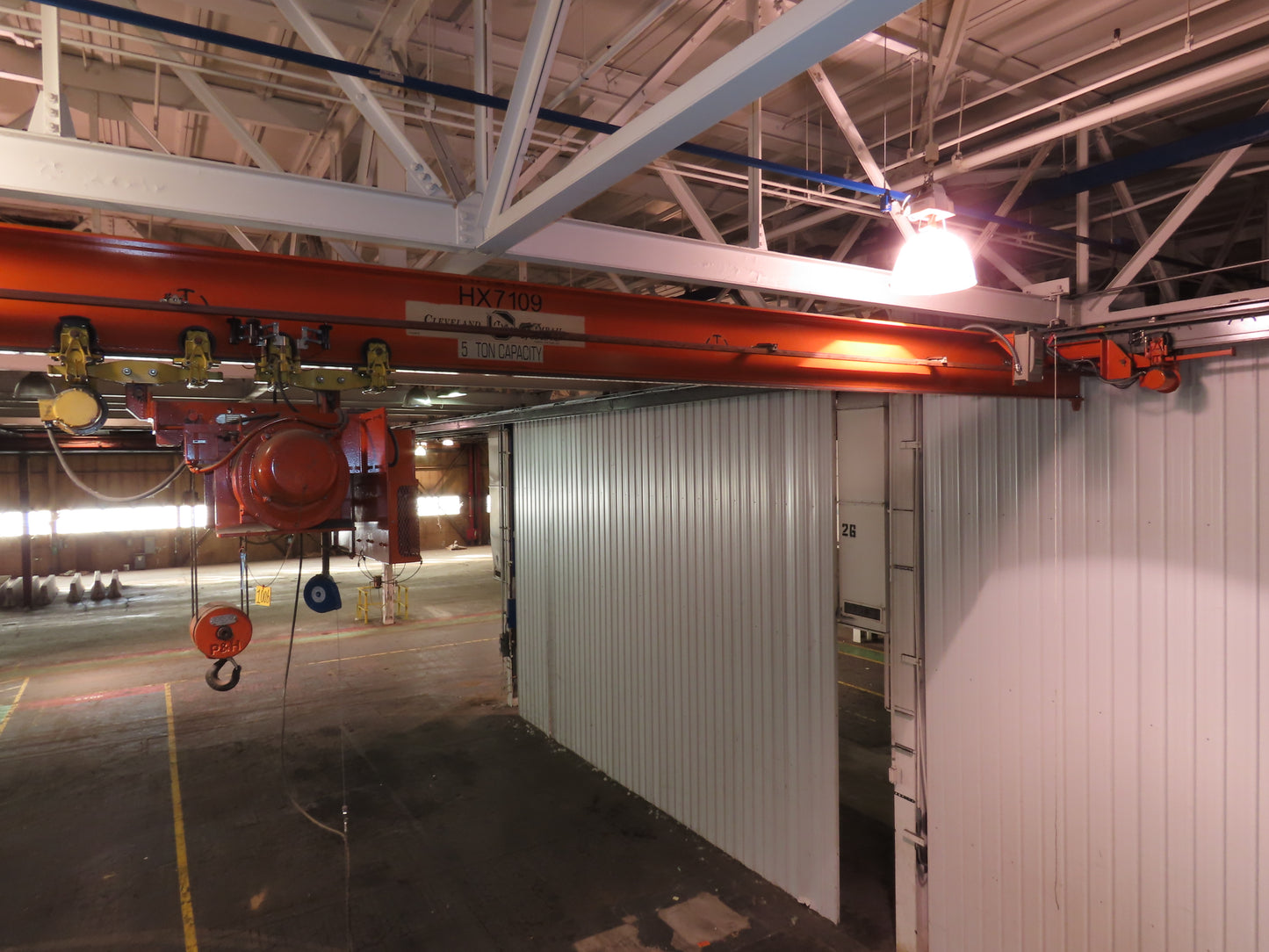 Cleveland Tramrail P&H 5 Ton Single Girder Underhung Bridge Crane 35' 10" Span