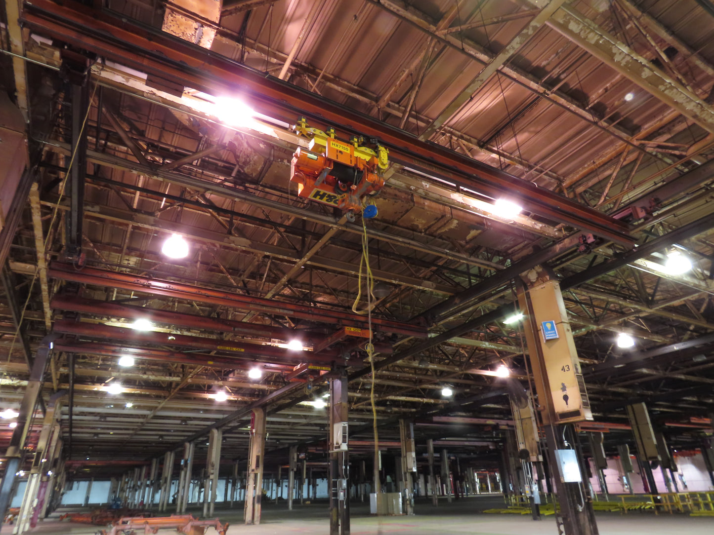 Cleveland Tramrail P&H 4 Ton Single Girder Underhung Bridge Crane 34' 10" Span