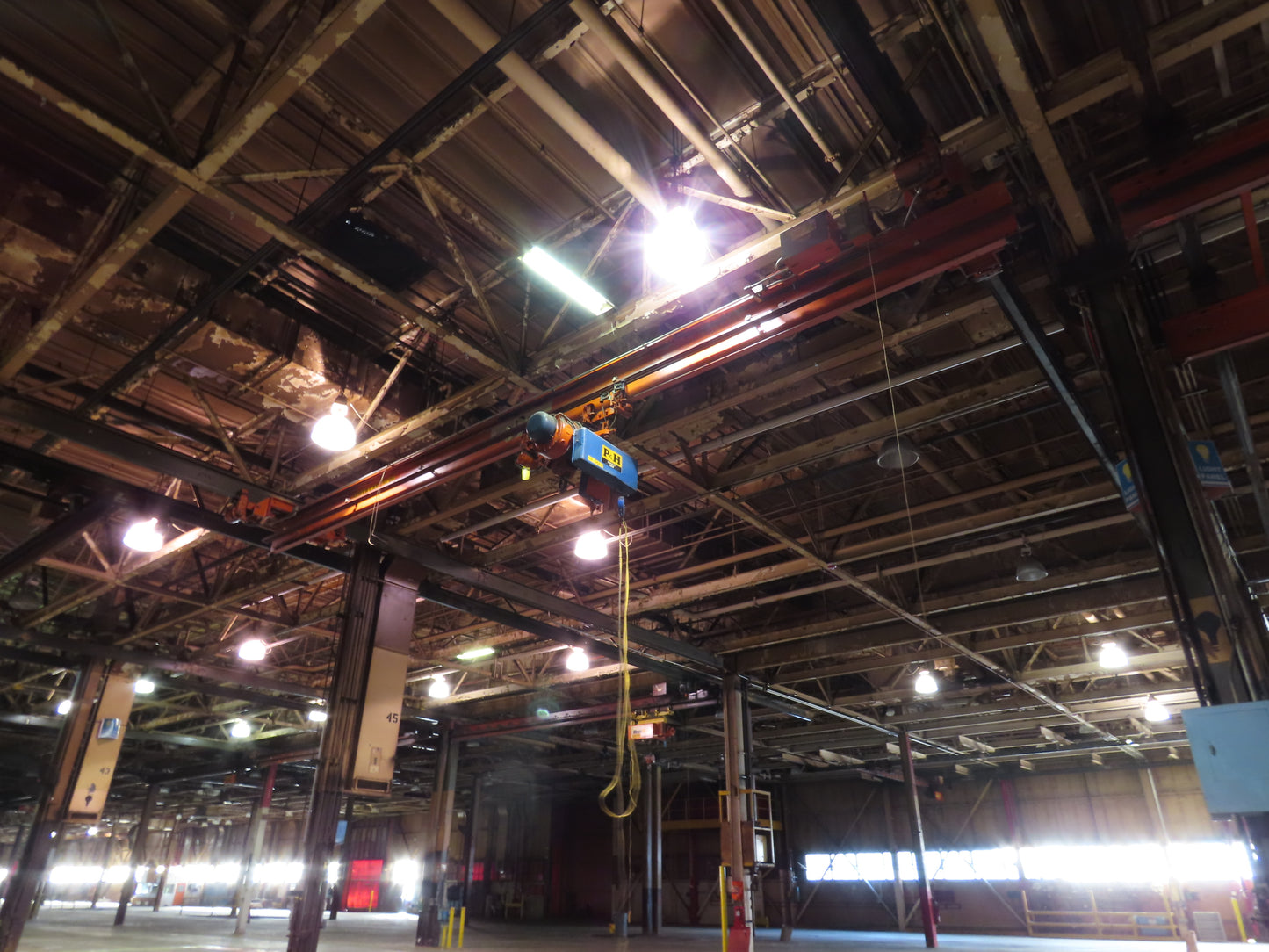 Cleveland Tramrail P&H 4 Ton Single Girder Underhung Bridge Crane 34' 10" Span