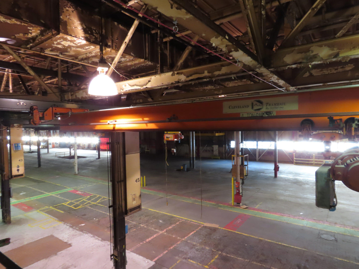 Cleveland Tramrail P&H 4 Ton Single Girder Underhung Bridge Crane 34' 10" Span