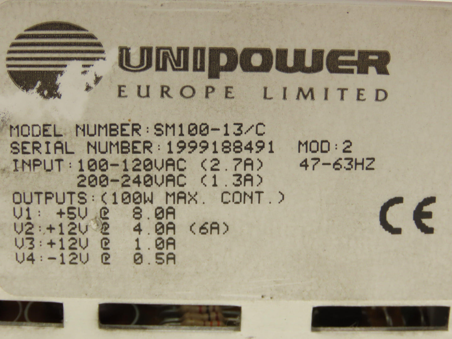 UniPower SM100-13/C Power Supply 200-240VAC 1.3A 100W