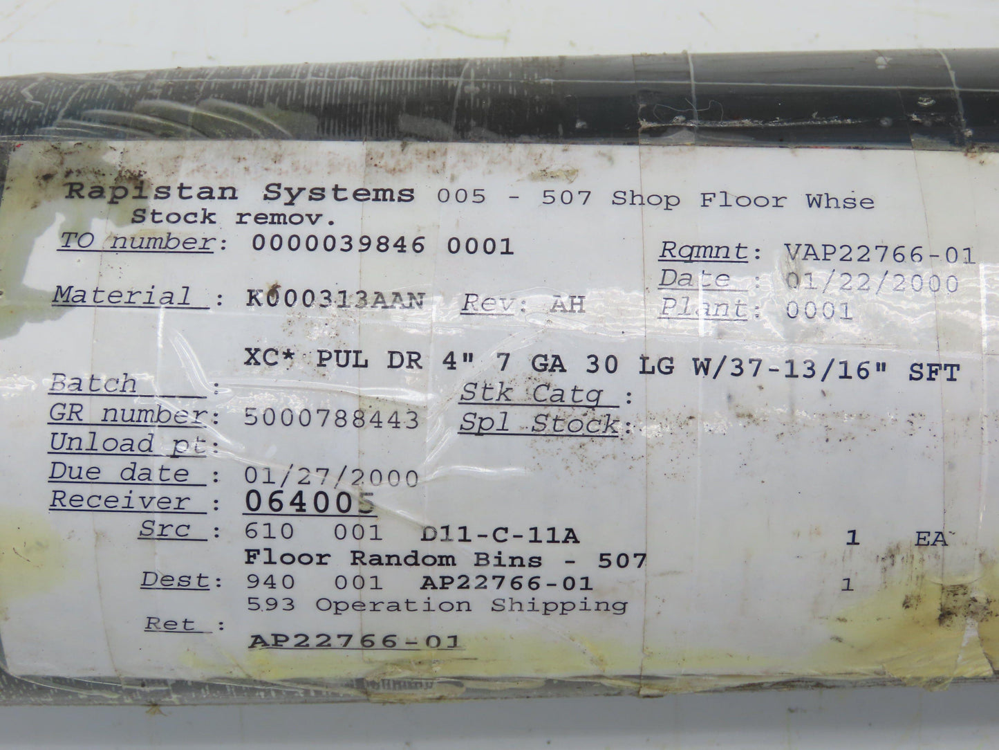 Rapistan K000313AAN Belt Conveyor Steel Drive Pulley 4" Dia 30"W