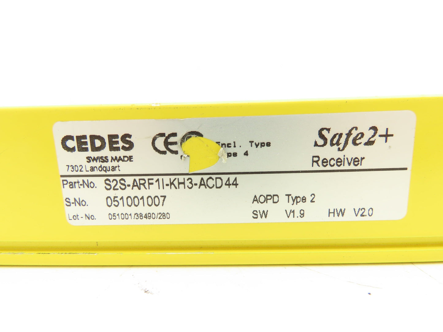 Cedes S2S-ARF1I-KH3-ACD44 Safe2+ Safety Light Curtain Receiver Only 360mm Long