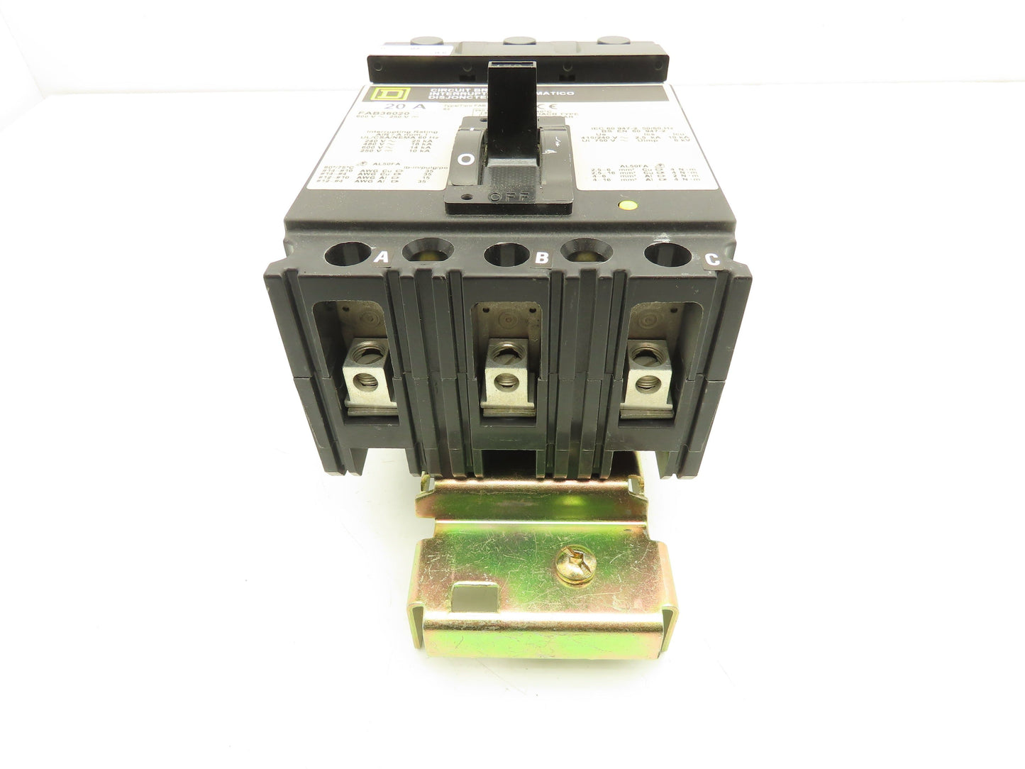 Square D FAB36020 I-Line Circuit Breaker 20A 600V 3 Pole Gray Face