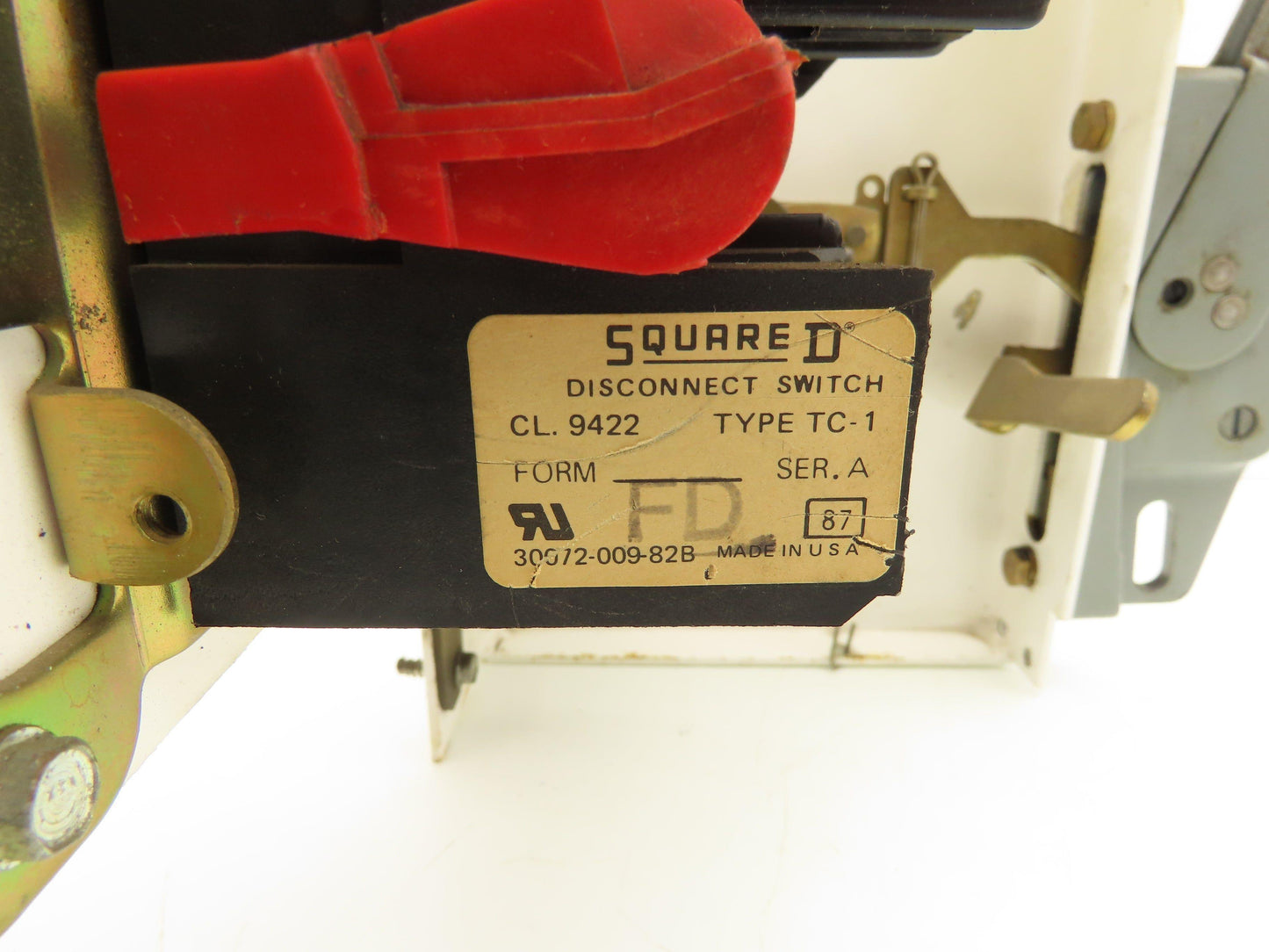 Square D 9422 TC-1 Safety Disconnect Switch 30A 600V Plate Switch Lever