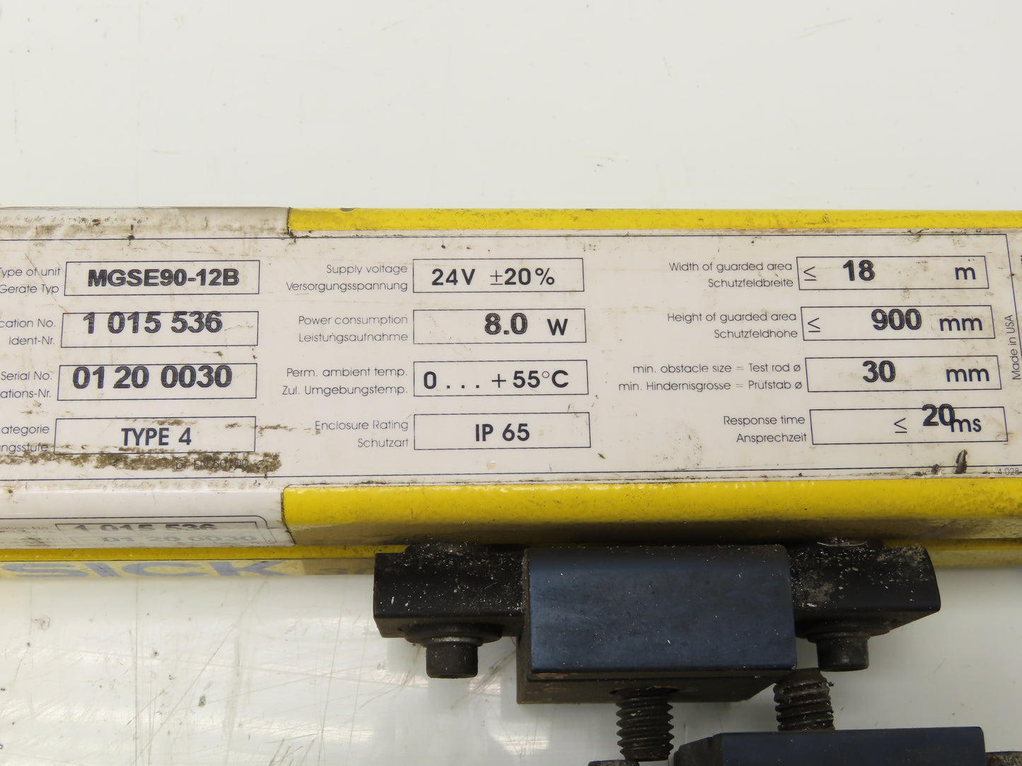 Sick 30-MGS Safety Light Curtain Transmitter Receiver Set MGSS 90-12/MGSE90-12B