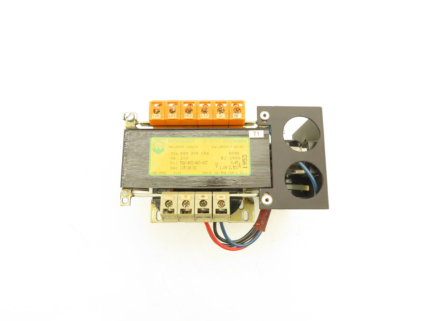 Rathgeber Kitzingen Type EGG 250 CAN Transformer 210 VA HV 460V - LV 115/24VDC