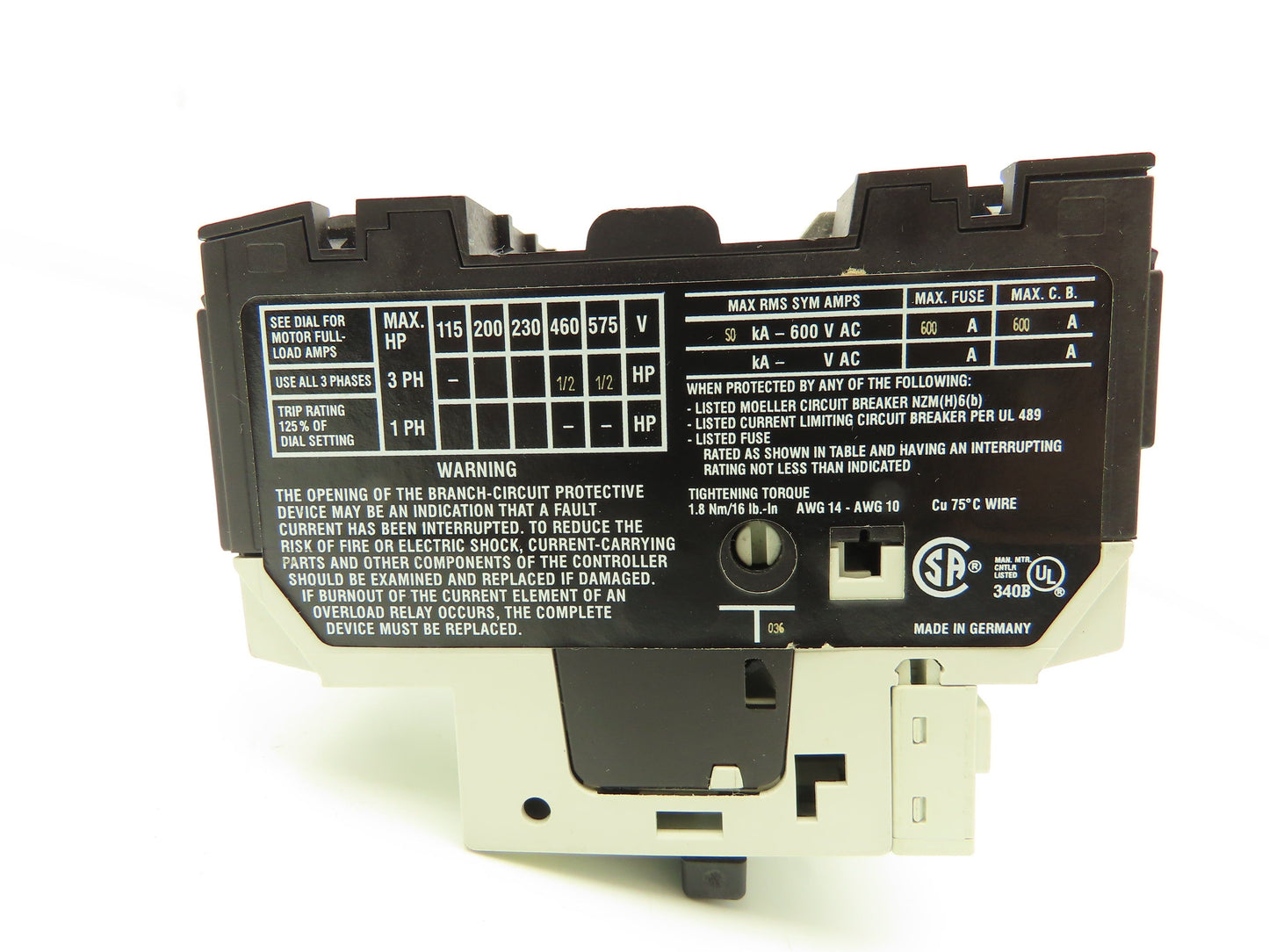 Moeller PKZM0-1 Circuit Breaker Motor Protector 1A 600VAC 3PH 1/2HP Lot Of 7