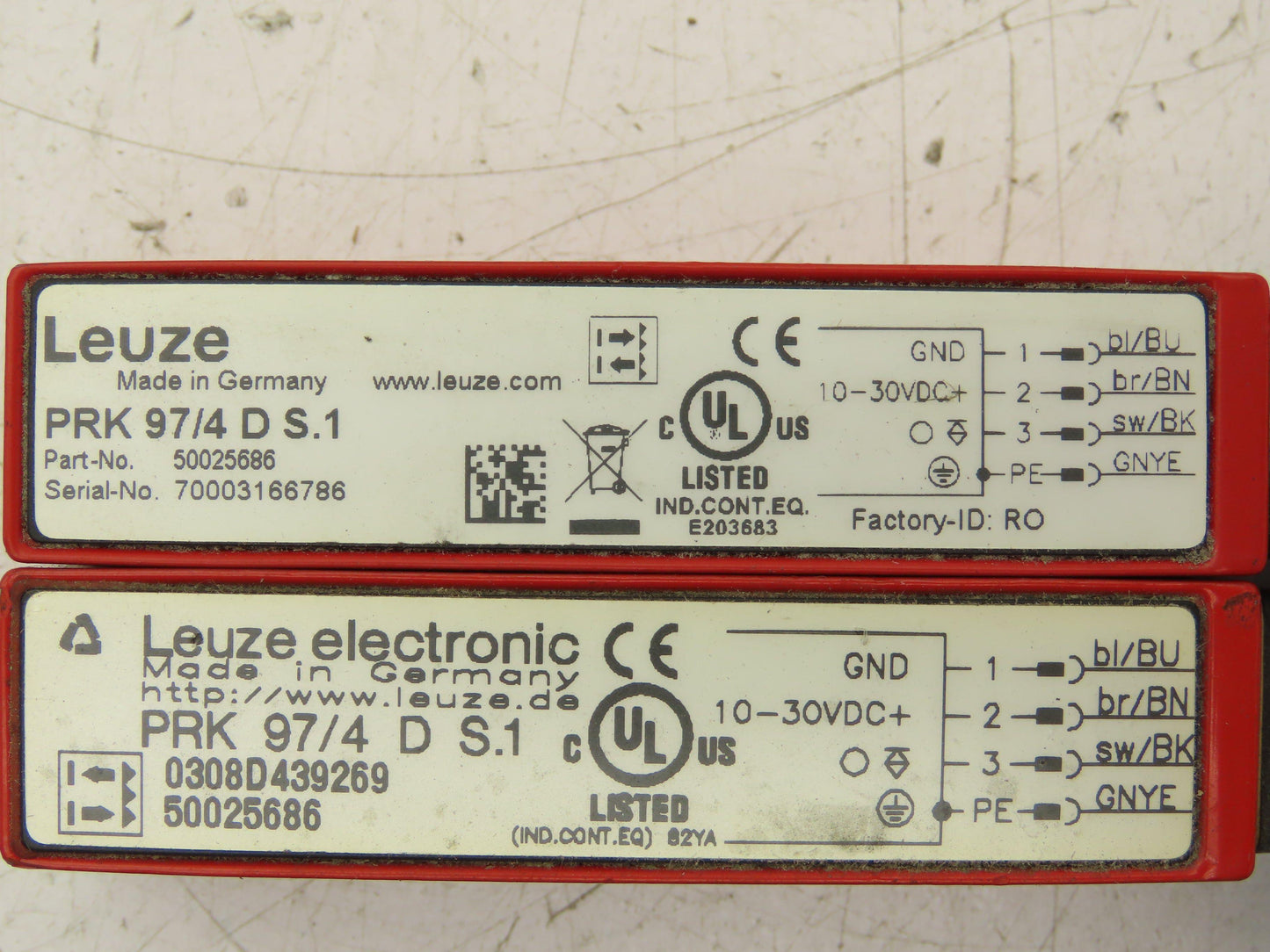 Leuze PRK 97/4 D S.1 Photoelectric Sensor 10-30VDC Lot of 2