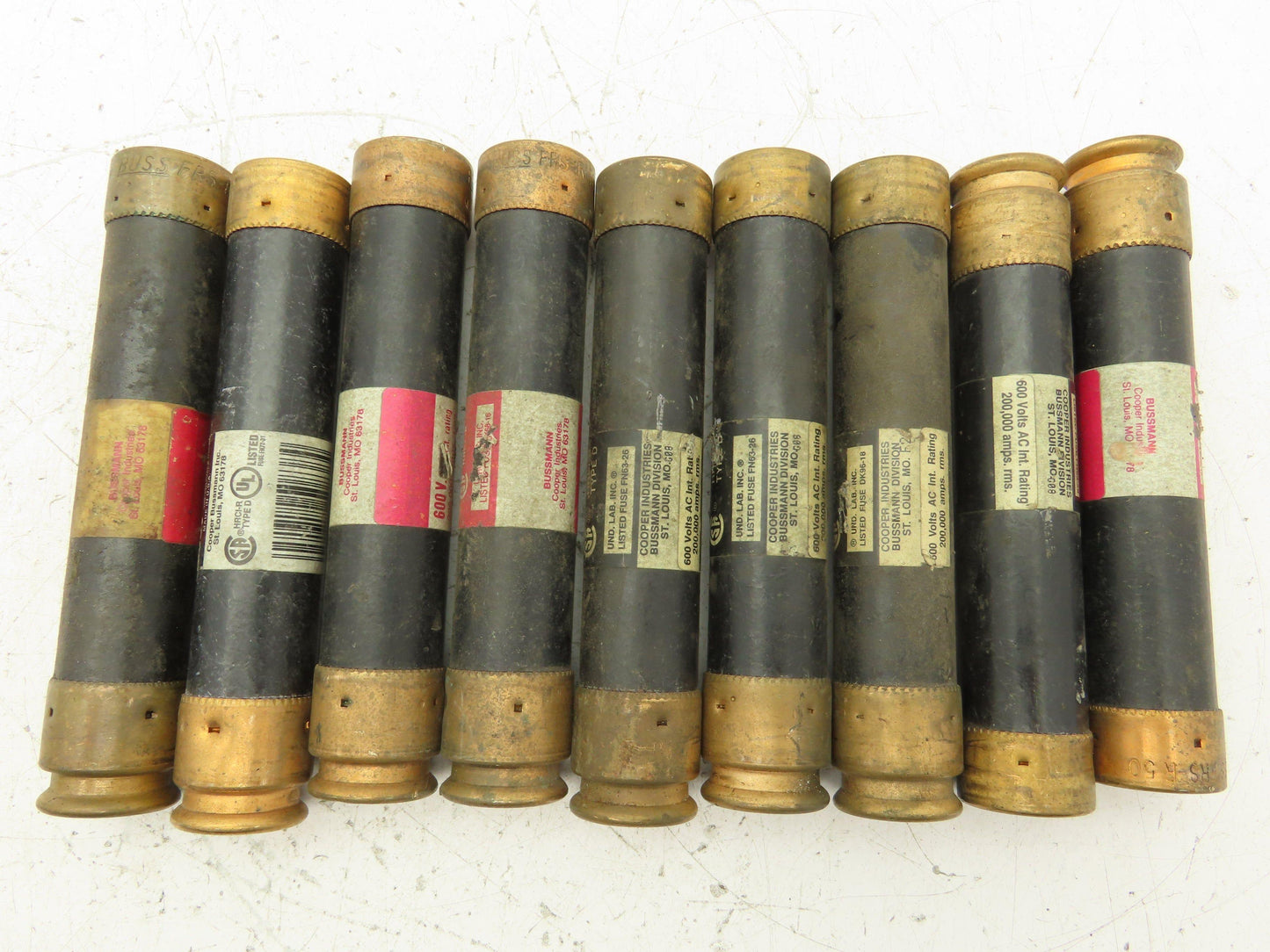 Buss Bussman FRSR50 FRS-R-50 Time Delay Fuse 50Amp RK5 600VAC 300VDC Lot of 9
