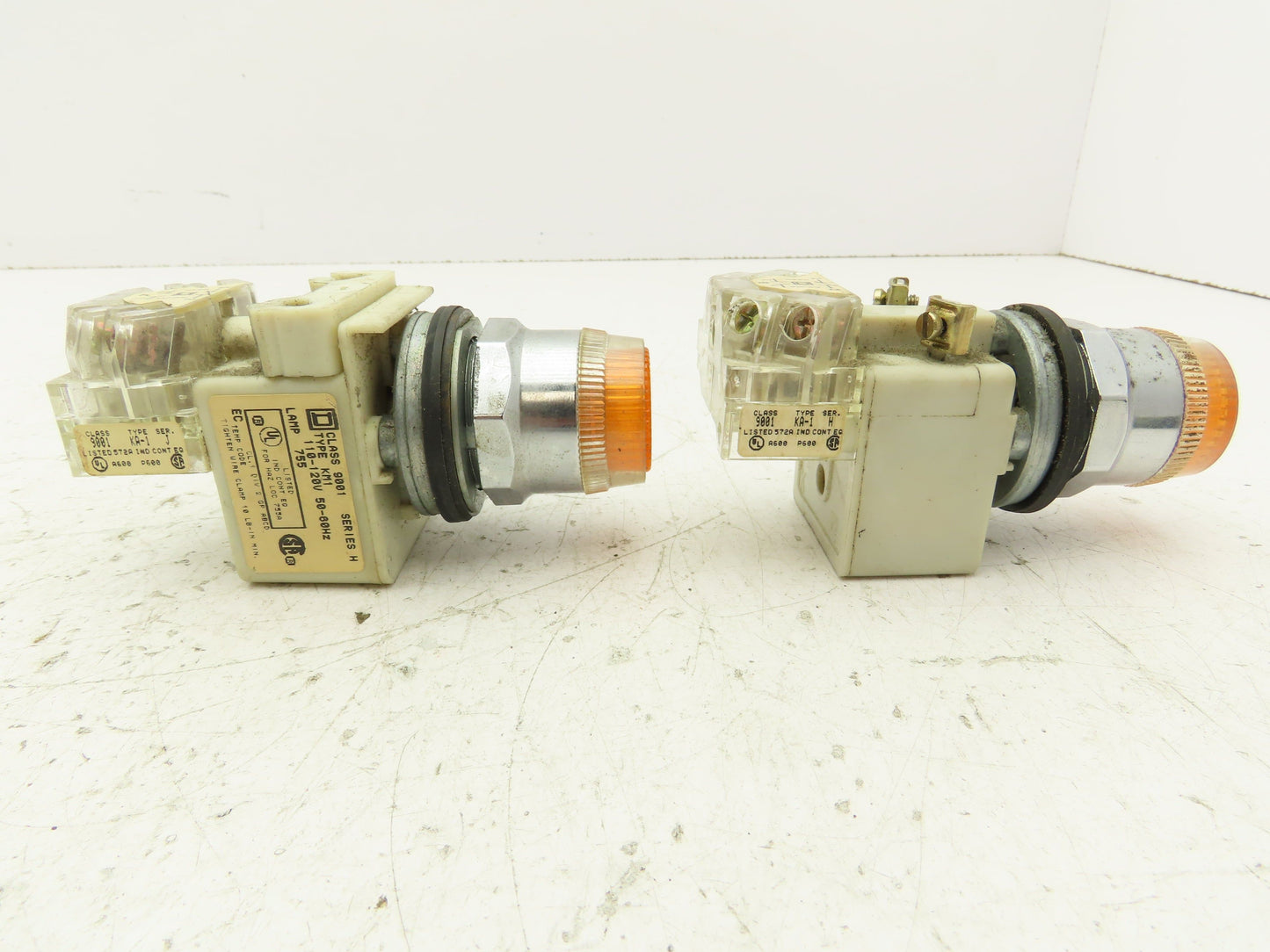 Square D 9001-KM1 Amber Guarded 30mm Push Button Switch Contactor Block Lot of 6