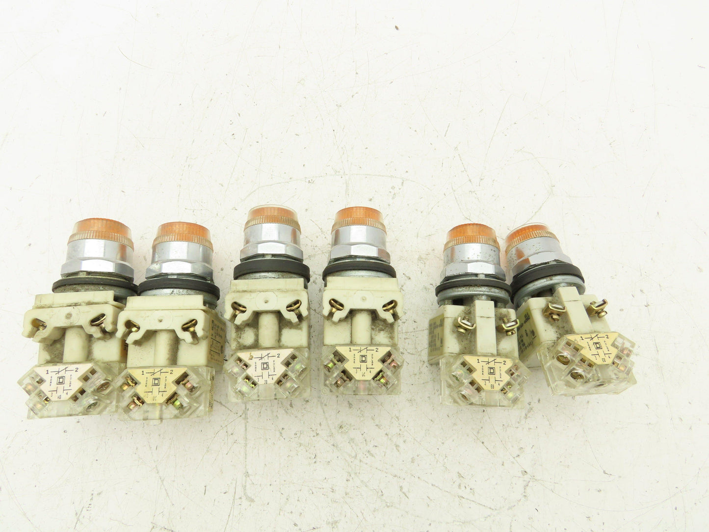 Square D 9001-KM1 Amber Guarded 30mm Push Button Switch Contactor Block Lot of 6