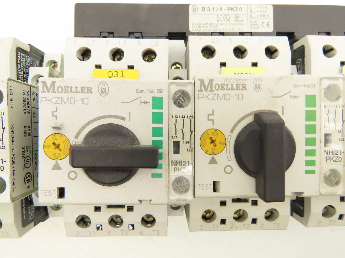 Moeller PKZMO-10 Manual Motor Starter 10A 600VAC 3PH Lot Of 5