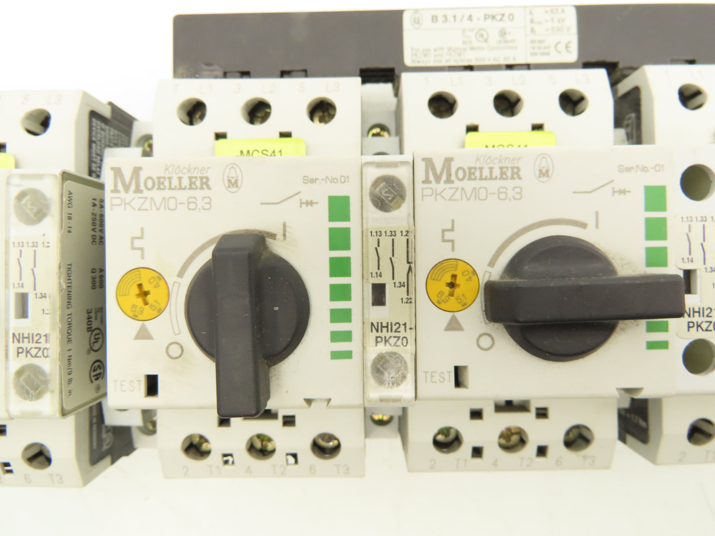 Moeller PKZMO63 PKZM0-6.3 Manual Motor Starter 6.3A 600VAC 3PH Lot Of 5