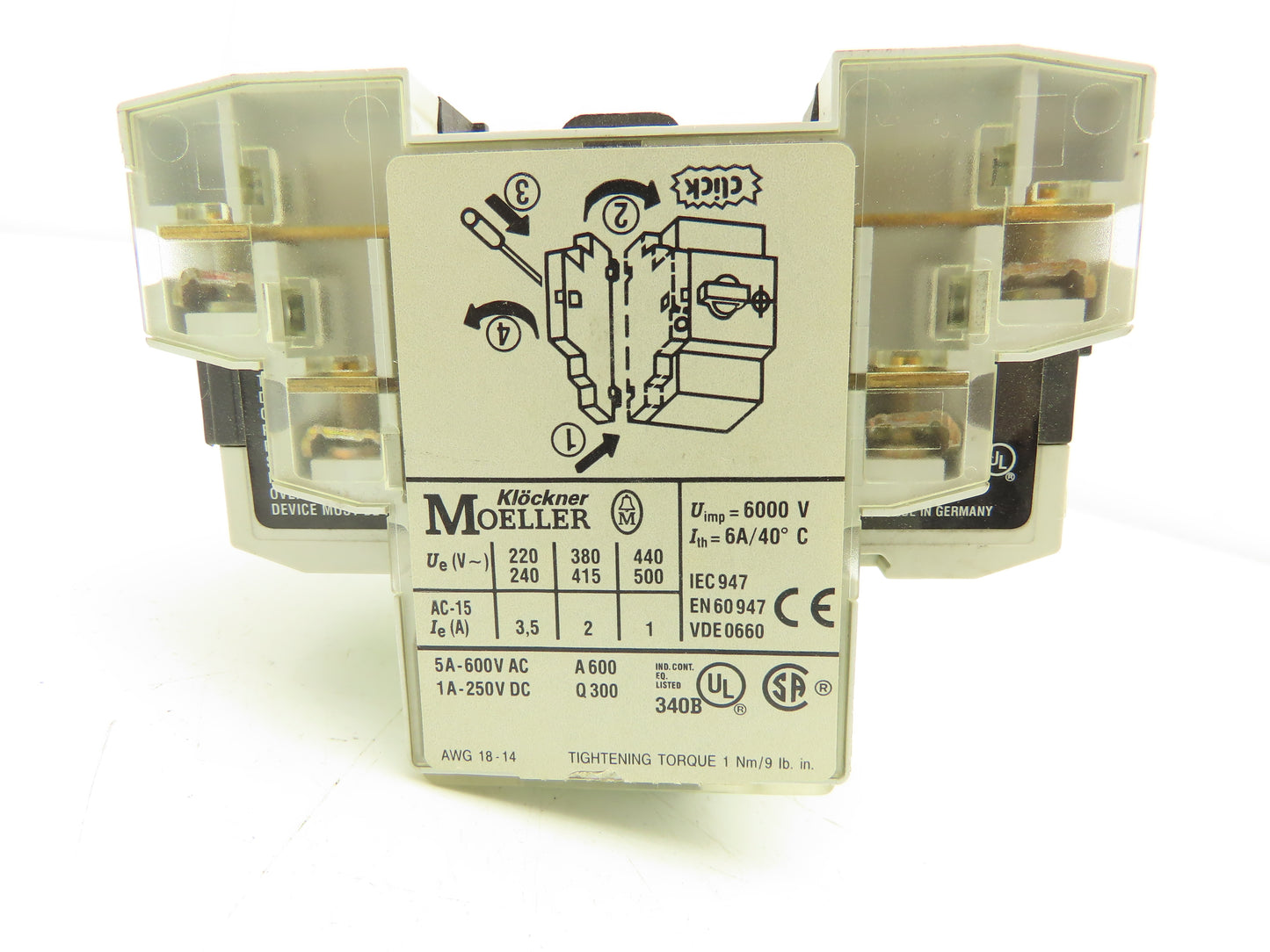 Moeller PKZMO63 PKZM0-6.3 Manual Motor Starter 6.3A 600VAC 3PH Lot Of 5