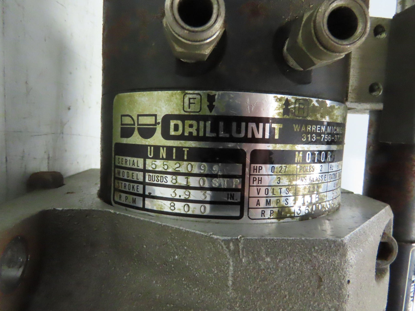 Drillunit DUSDS 810STP Drill Unit 3.93" Stroke 800 RPM w/Adj Hydro Checker