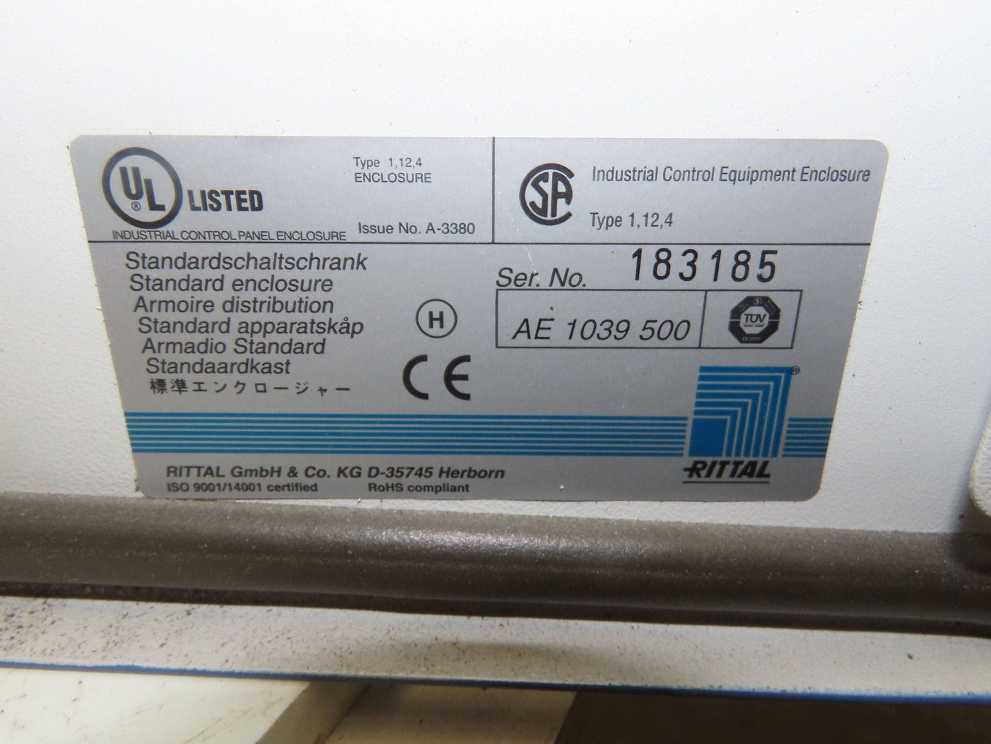 Rittal AE-1039500 Electrical Enclosure 380x600x200mm Wall Mount 14x24x8" NEMA 12