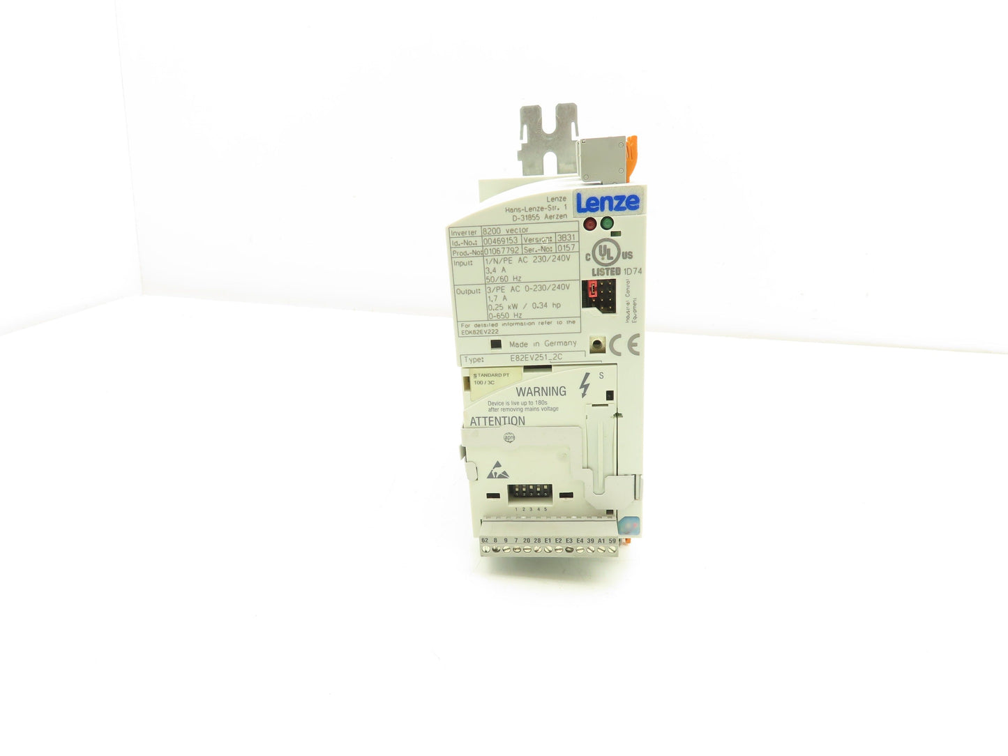 Lenze E82EV251_2C AC Drive Frequency Inverter VFD .25kW/.34Hp 230V 3PH