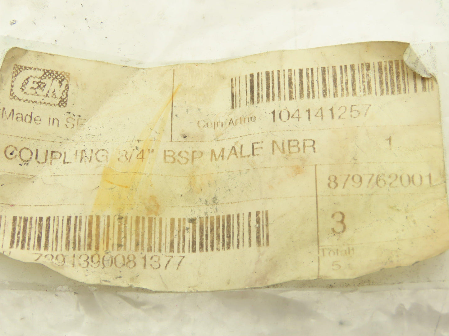 EJN 414 1257 Quick Disconnect Valved Fluid Coupler 3/4" Male Thread Lot of 6