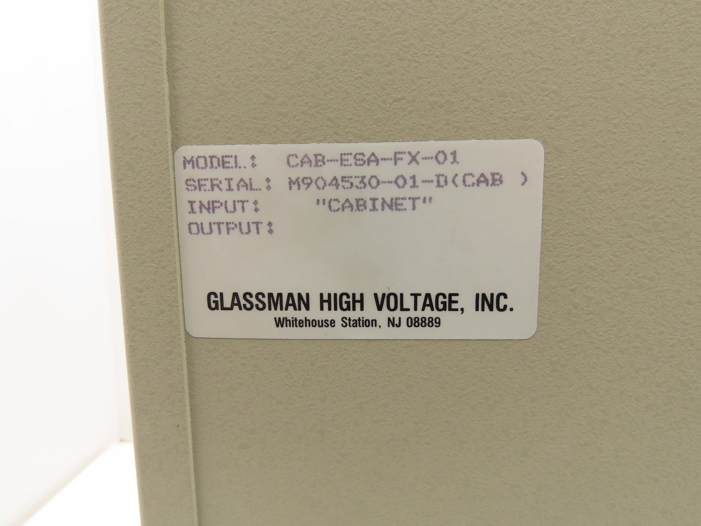Glassman High Voltage CAB-ESA-FX-01 5-Slot Card Rack PLC Chassis Cabinet