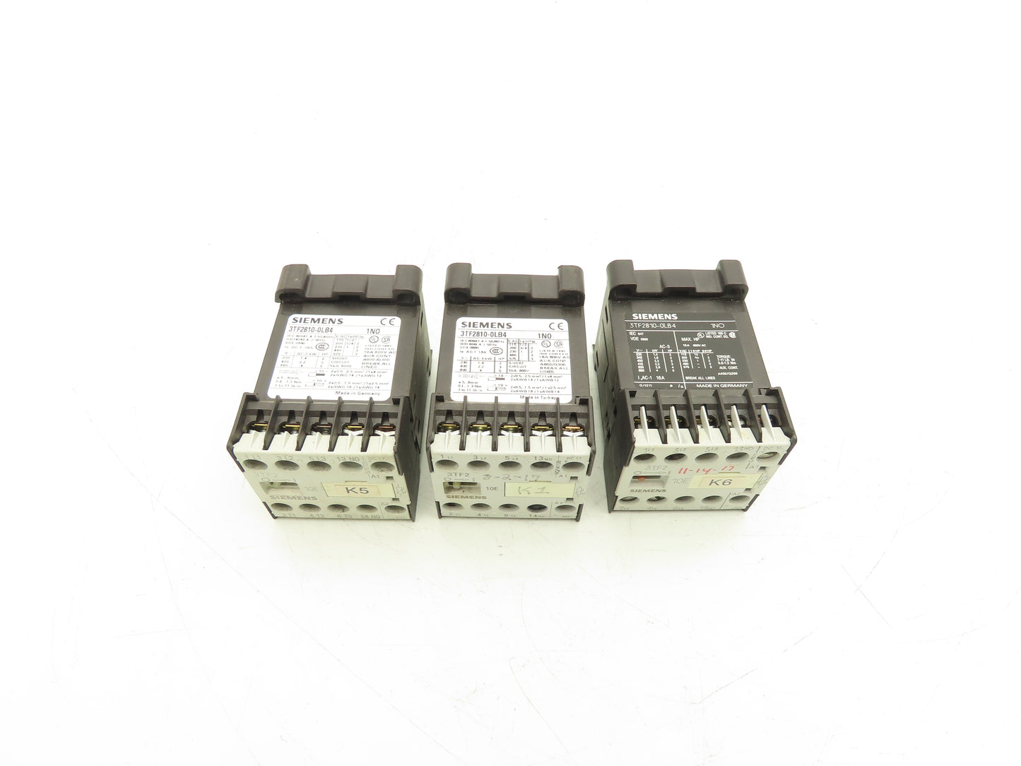 Siemens 3TF2810-0LB4 Contactor Sz 00 3-Pole 16A 1NO 600V 3PH 24VDC Coil Lot of 3