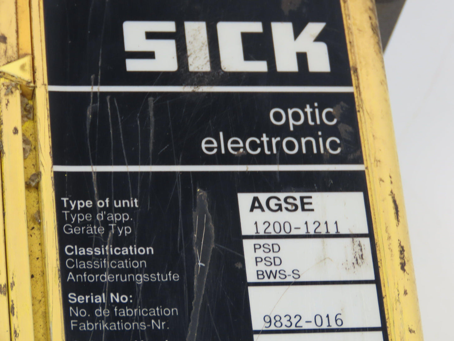 Sick Optic AGSE 1200-1211 Safety Light Curtain Receiver 1183mm x 6m
