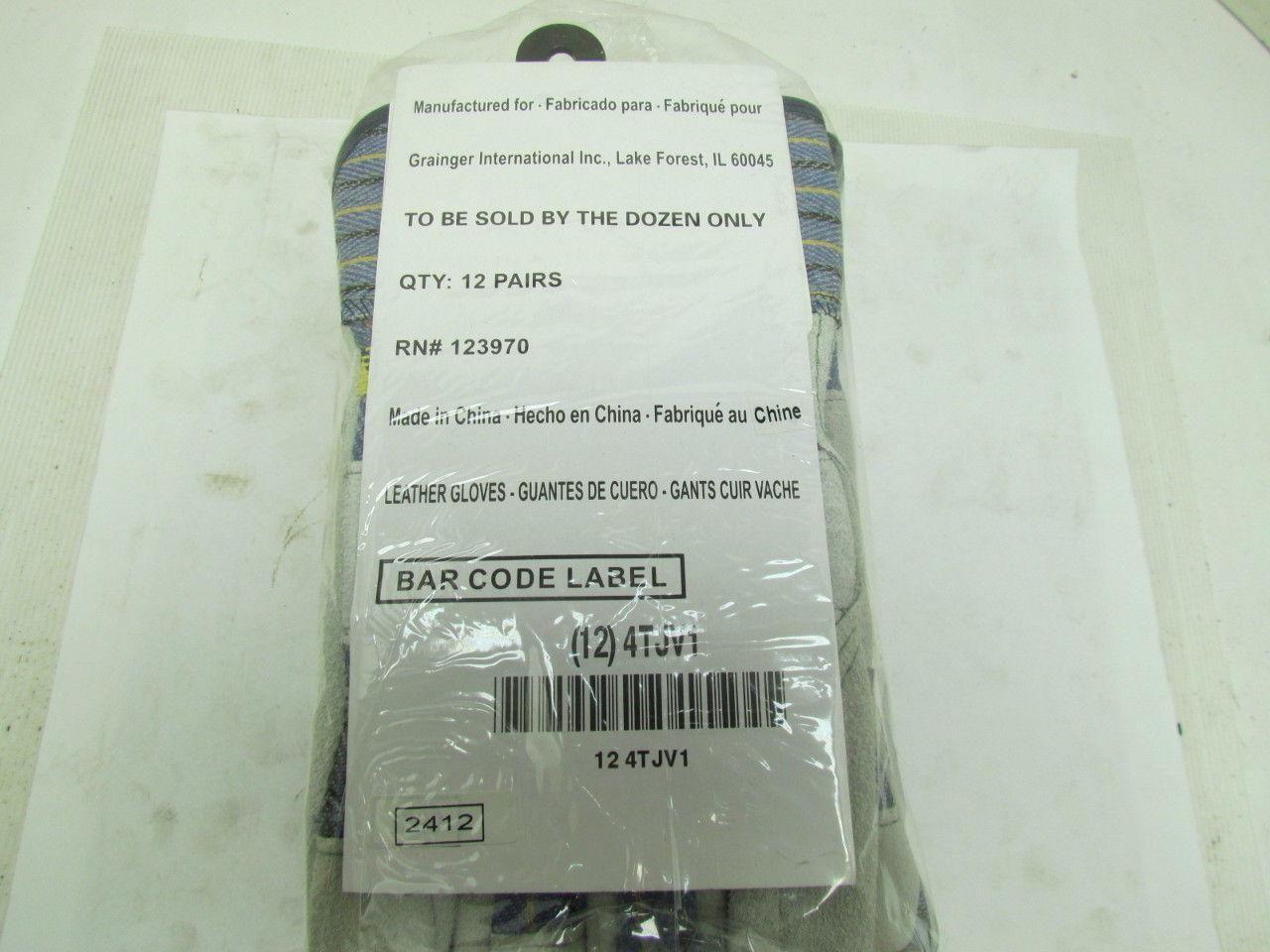 Condor 4TJV1 Size Medium Premium Leather Palm Gloves Cow Split Grey 12 Pair
