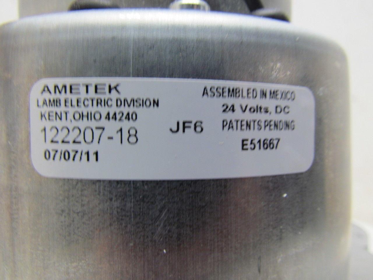 Ametek 122207-18 2-Stage 1-Speed Vacuum Motor/Blower Tangential 24VDC 130 CFM