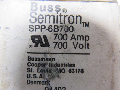 Buss Bussman SPP-6B700 700V 700A Semitron Square Body High Speed Fuse
