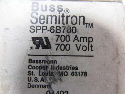 Buss Bussman SPP-6B700 700V 700A Semitron Square Body High Speed Fuse