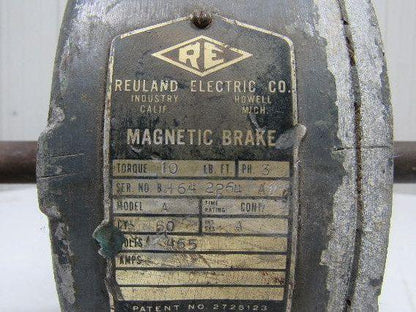 Reuland Electric Co. A Magnetic Brake Unit 465V 3PH Torque 10 ft. lbs. 1" Shaft