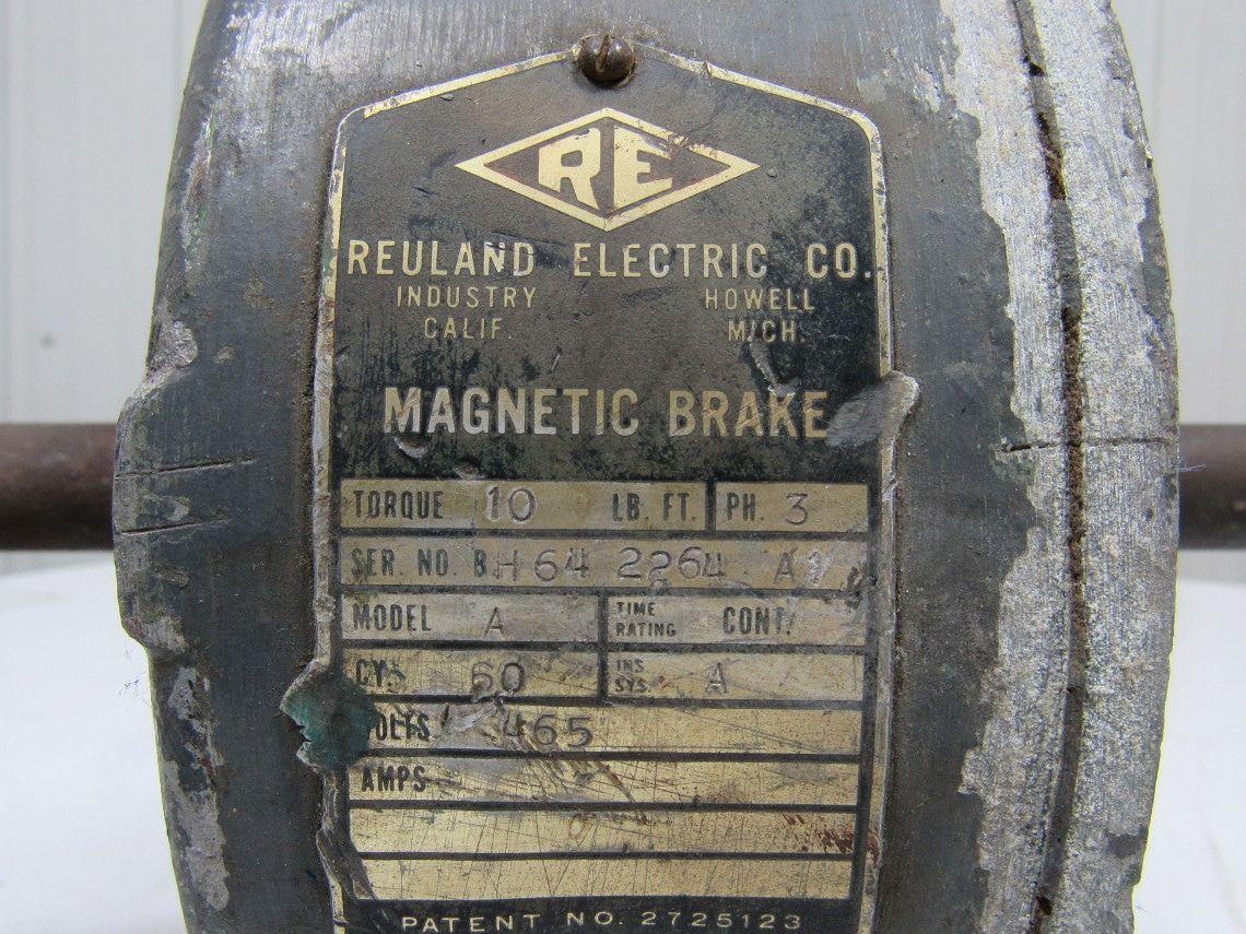 Reuland Electric Co. A Magnetic Brake Unit 465V 3PH Torque 10 ft. lbs. 1" Shaft