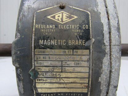 Reuland Electric Co. A Magnetic Brake Unit 465V 3PH Torque 10 ft. lbs. 1" Shaft