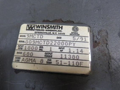 Perrless Winsmith 9MCTD Gear Box Speed Reducer Dual Output Ratio 680:1