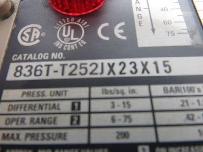 A-B Allen Bradley 836T-T252JX23X15 Style T Pressure Control