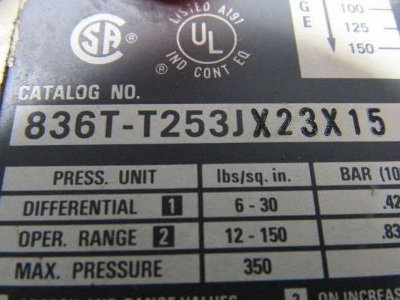 A-B Allen Bradley 836T-T253JX23X15 Style T Pressure Control Ser.A