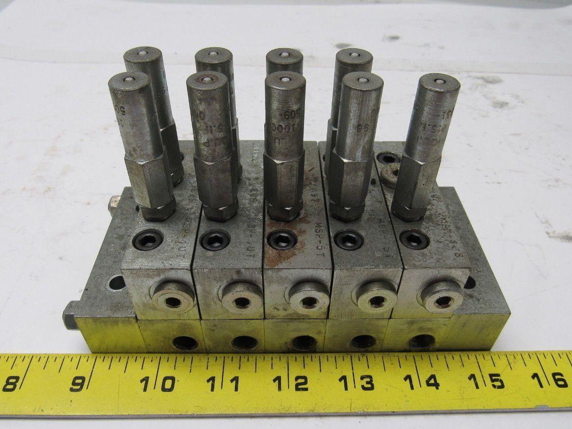 Lubriquip MSP-10T 5 Port Modular Divider Valve Assembly 1/8" Ports 3500 PSI