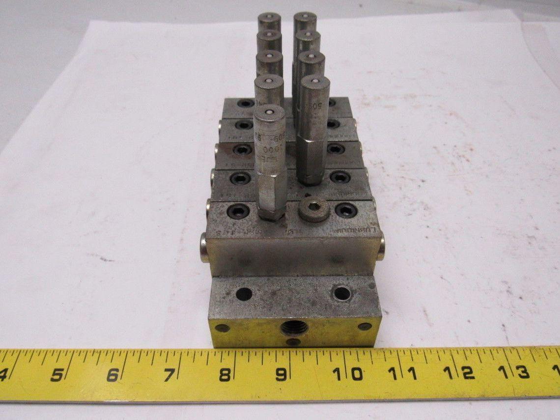 Lubriquip MSP-10T 5 Port Modular Divider Valve Assembly 1/8" Ports 3500 PSI