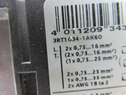Siemens 3RT1 034-1AK60 Sirius Contactor 45A 600V