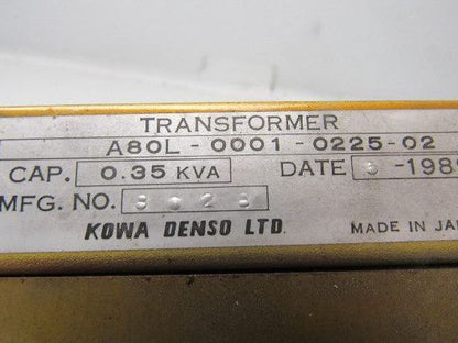 Fanuc / Kowa Denso A80L-0001-0225-02 O.35KVA Transformer From Tape Drill Mate