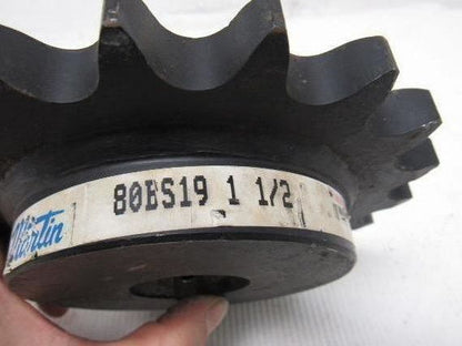 Martin 80BS19 1 1/2 No.80 Roller Chain Sprocket  1-1/2" Keyed Bore 19 Tooth